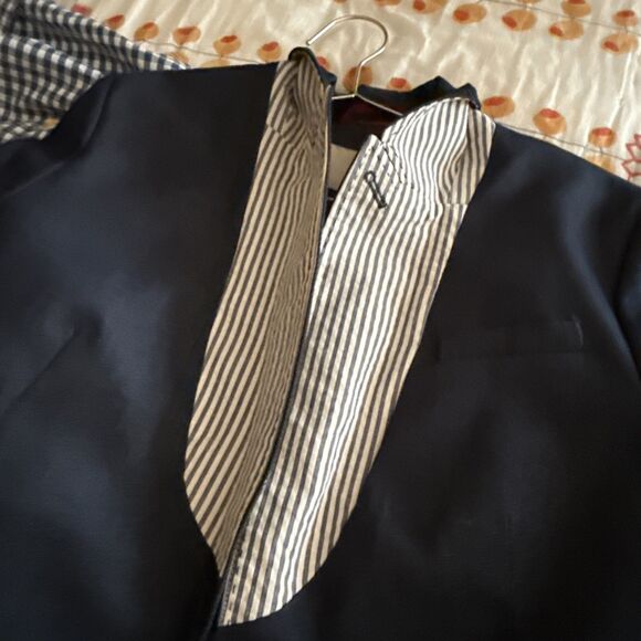 Banana Republic Blue Lined Button Stretch Blazer Jacket | Sz 12 Petit - Picture 8 of 11